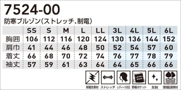 桑和7524-00 JIS制電 防寒ブルゾン