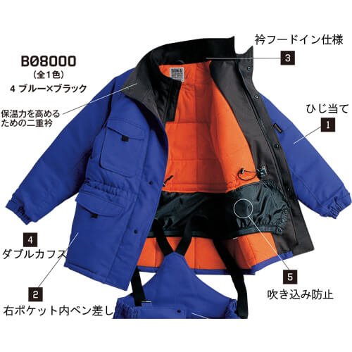 サンエスBO8000 -60℃　冷凍倉庫用防寒コート