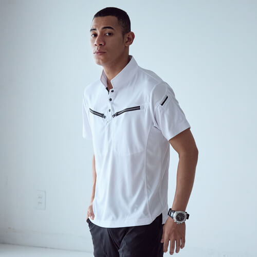 鳳皇605　ミニ衿半袖ポロシャツ