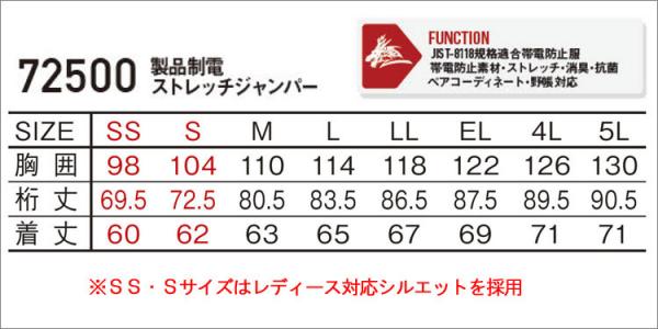Zドラゴン72500 制電長袖ジャンパー