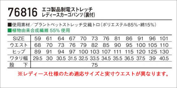 Zドラゴン76816 エコ制電レディースカーゴ