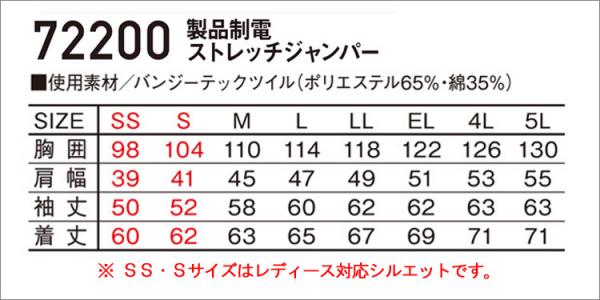 Zドラゴン72200 制電ストレッチジャンパー