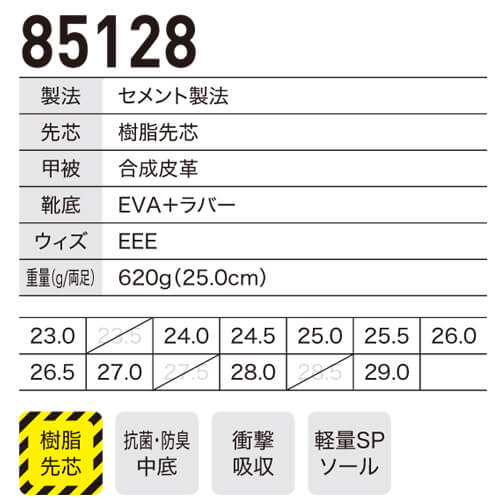 ジーベック85128　セフティシューズ